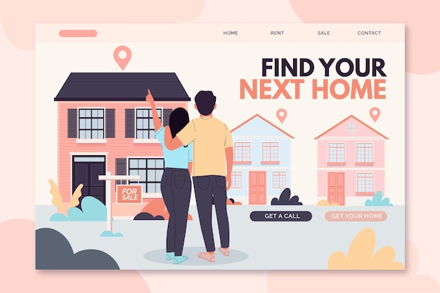 Free vector real estate landing page concept