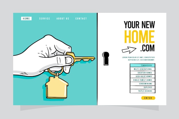 無料ベクター 不動産ランディングページの図解