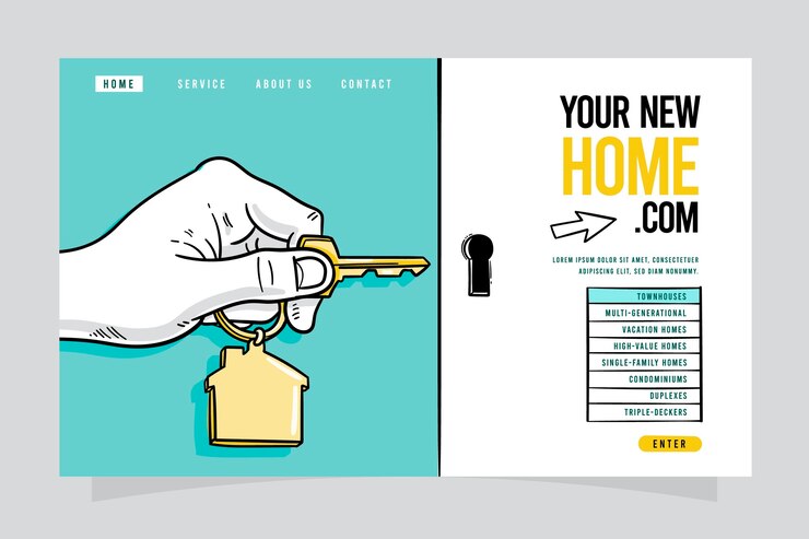 Free Vector real estate landing page illustrated