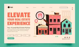 Free vector real estate landing page  template design