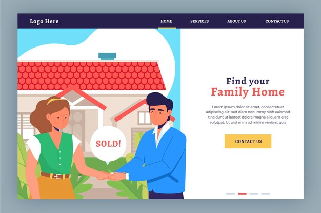 Real estate landing page template with people