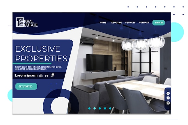 Free vector real estate landing page template