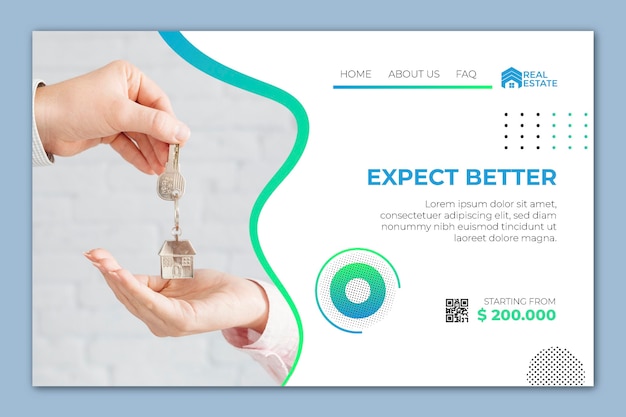 Free vector real estate landing page template