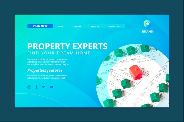 Free vector real estate landing page template