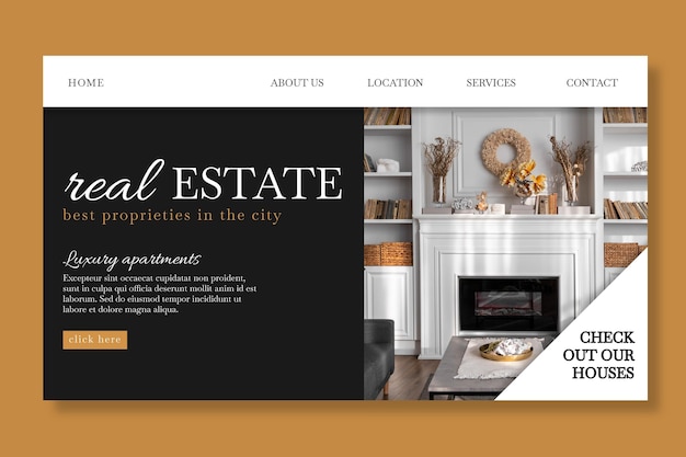 Free vector real estate landing page template