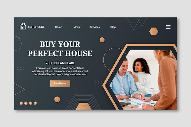 Free vector real estate landing page template