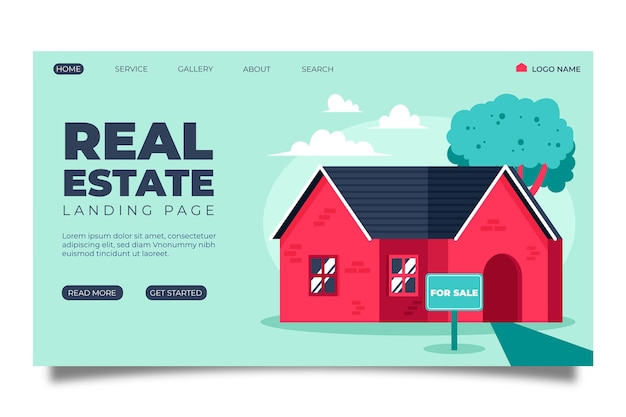 Real estate landing page with illustration