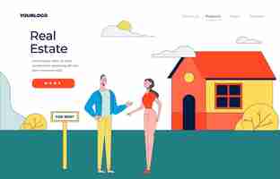 Free vector real estate landing page with people