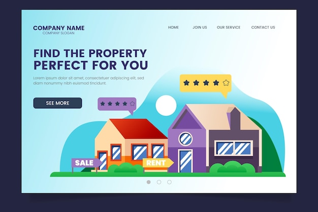 Free vector real estate landing page