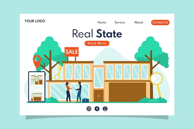 Free vector real estate landing page