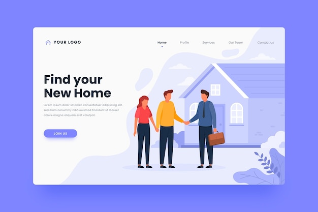 Free vector real estate landing page