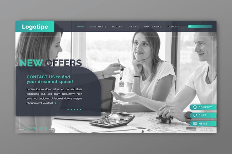 Free Vector real estate landing page