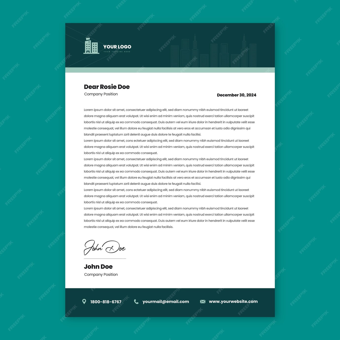 Free Vector | Real estate letterhead template design