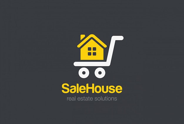 Free vector real estate logo design   template.
sale cart house silhouette logotype concept