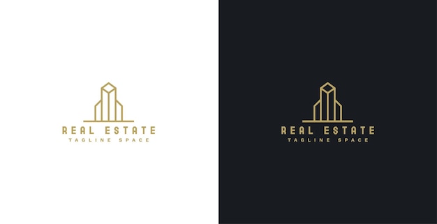 Free vector real estate logo template with golden building design