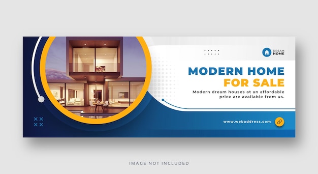 Real estate modern home sale social media cover web banner