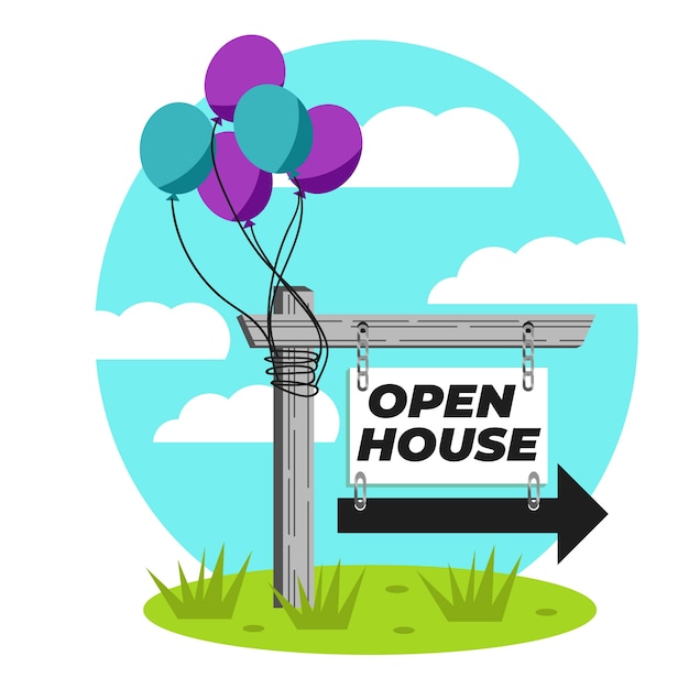 Free vector real estate open house sign style