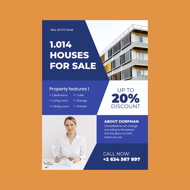 Free vector real estate poster design template