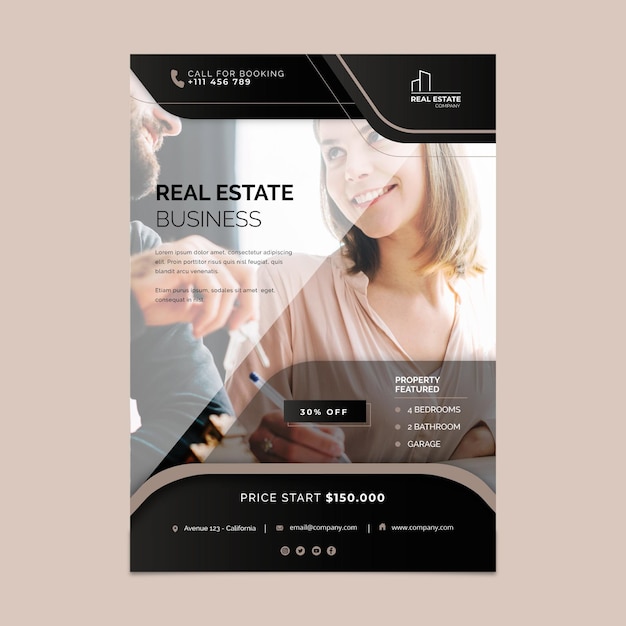 Free vector real estate poster template