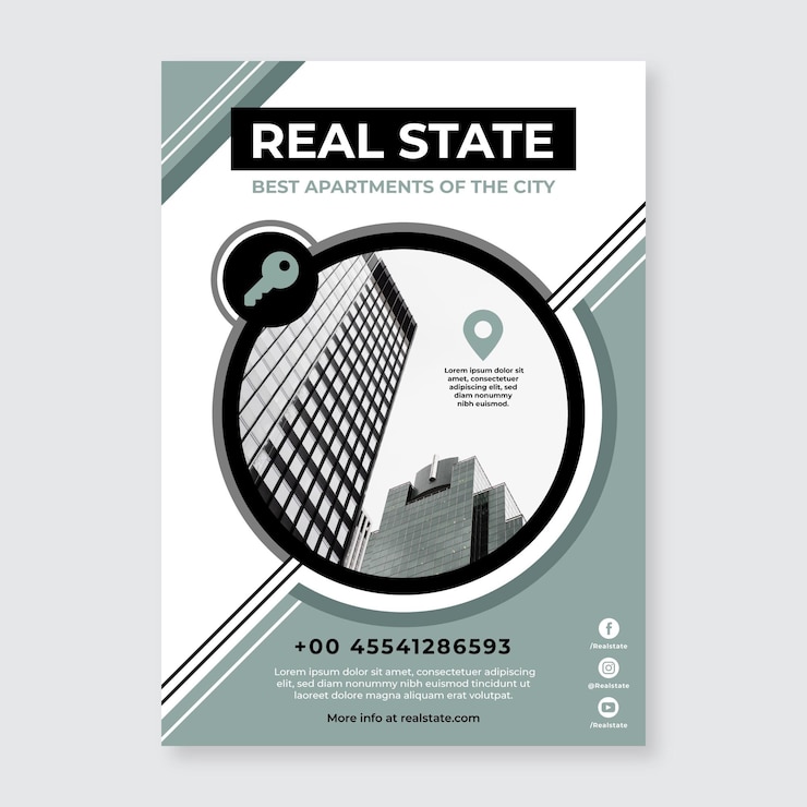 मुफ़्त वेक्टर real estate poster with photo