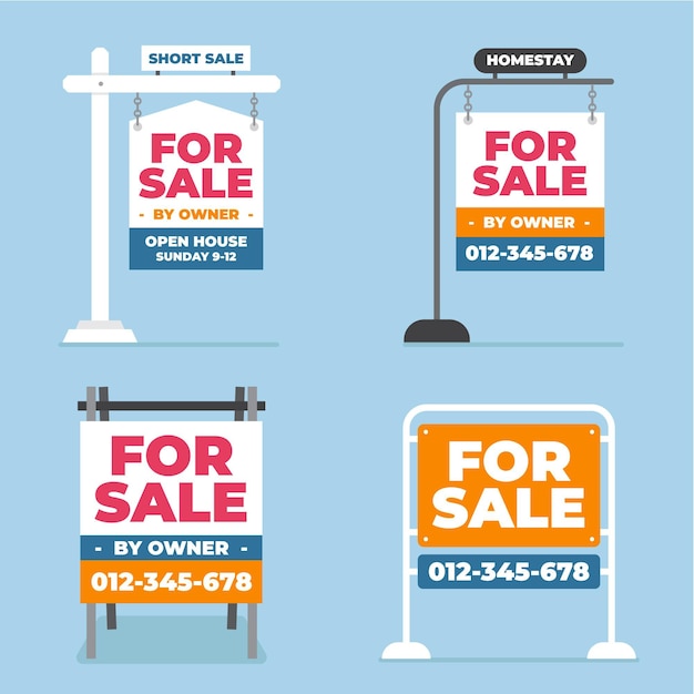 Free vector real estate sale signs collection