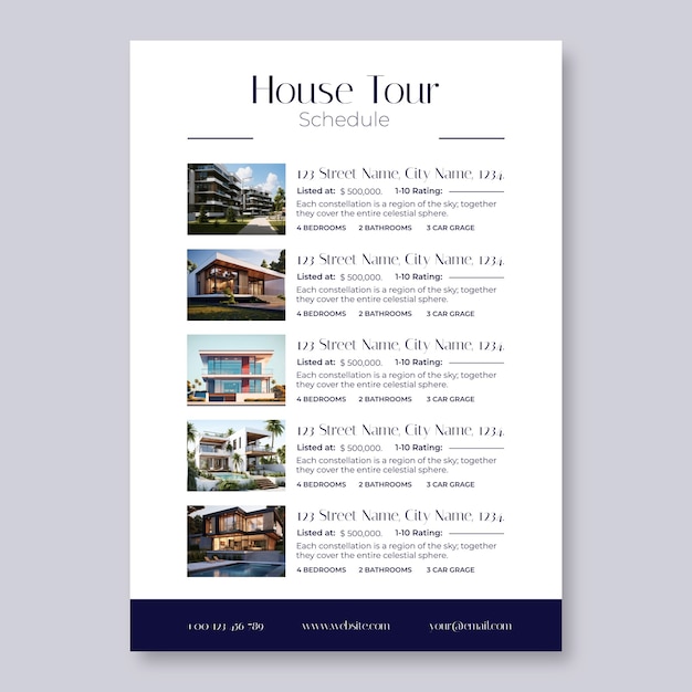 Real estate schedule template