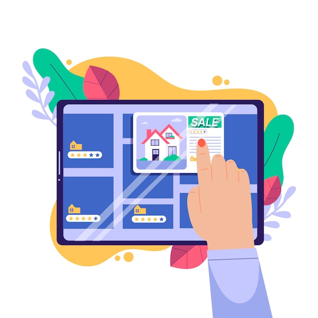 無料ベクター 不動産検索の概念図