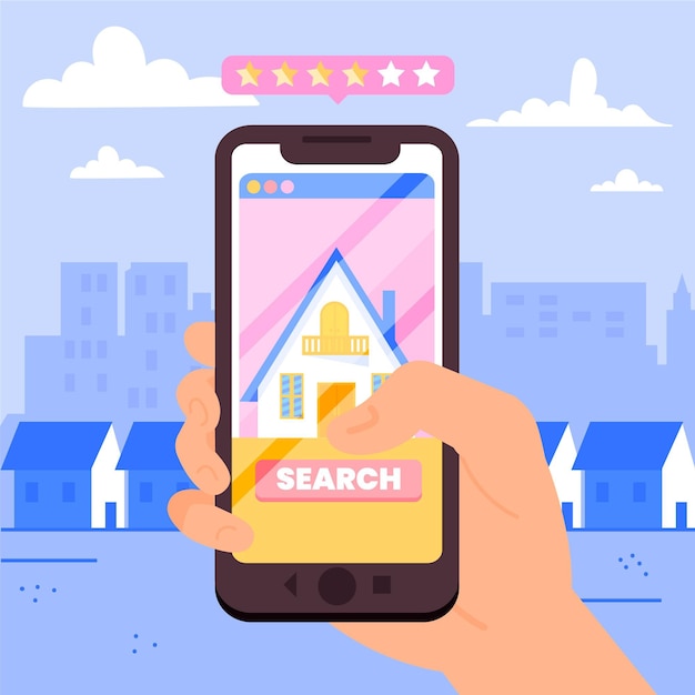 Free vector real estate searching illustration with phone