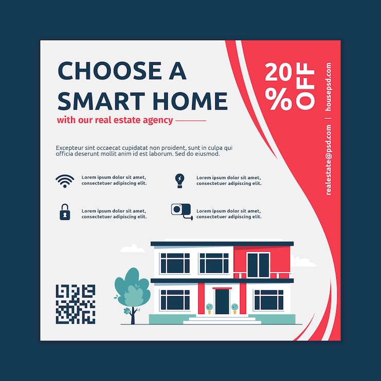 Free Vector real estate square flyer