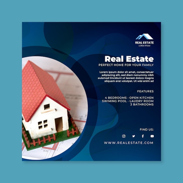 Free vector real estate squared flyer template