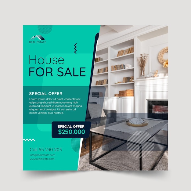 Free vector real estate squared flyer template