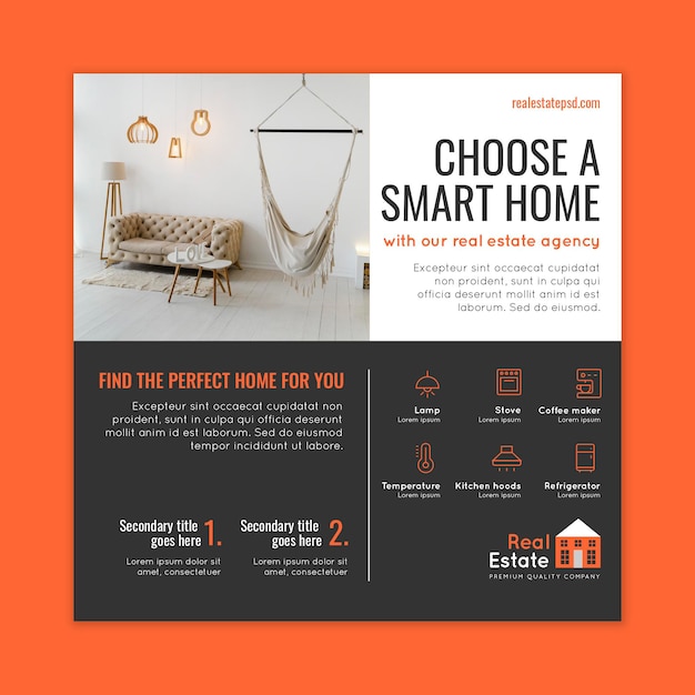 Free vector real estate squared flyer