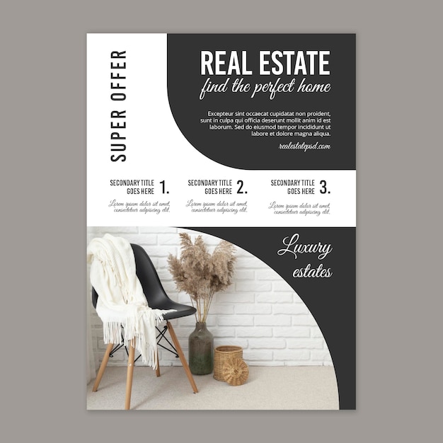 Free vector real estate vertical flyer