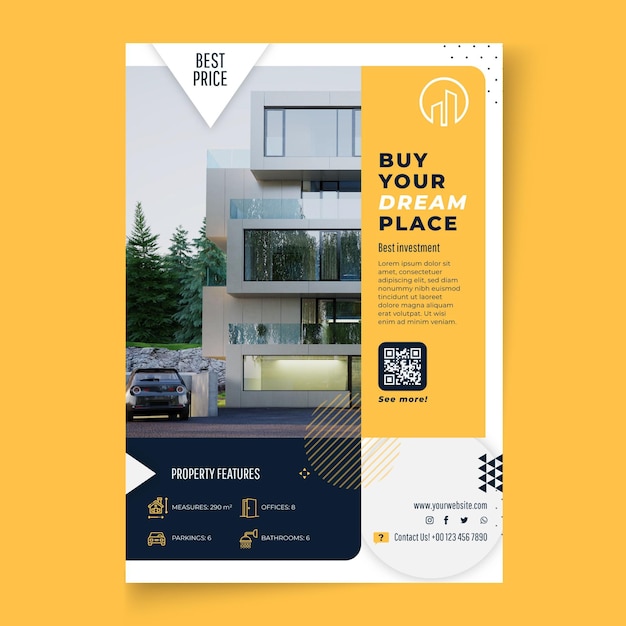 Free vector real estate vertical poster template