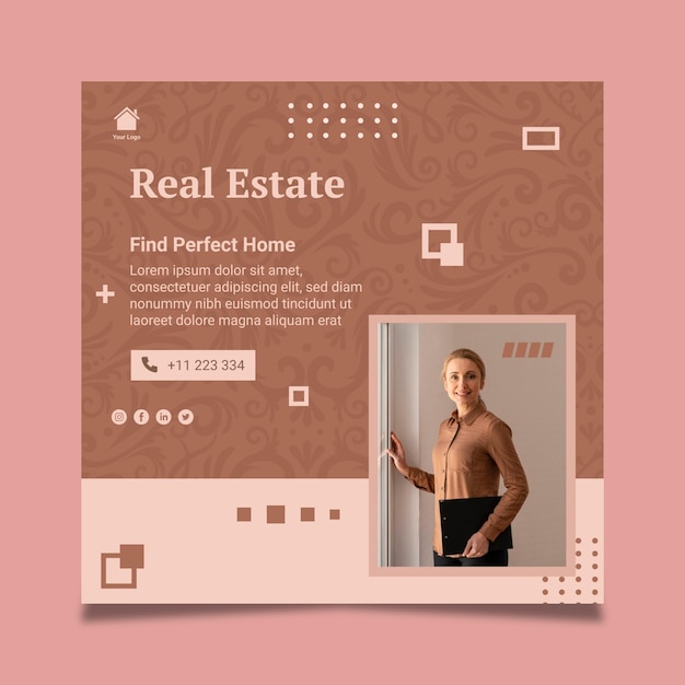 Free vector real estate vertical squared template