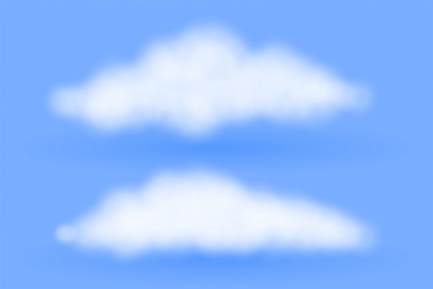 Free vector realisitic fluffy clouds on blue background