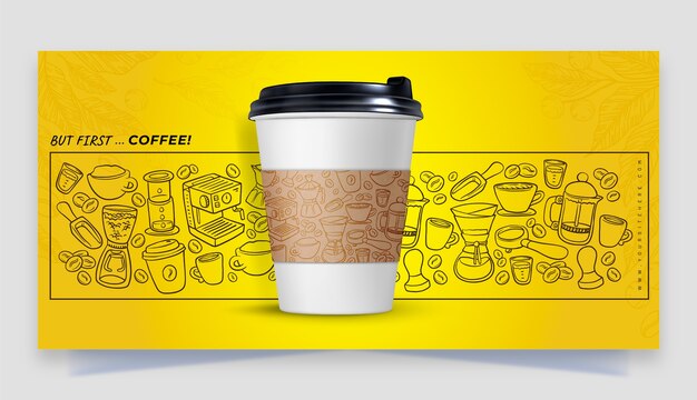 Coffee cup holder paper design beverage drink Vector Image