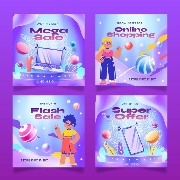 무료 Vector 사실주의와 손으로 그린 슈퍼 세일 인스 타 그램 포스트