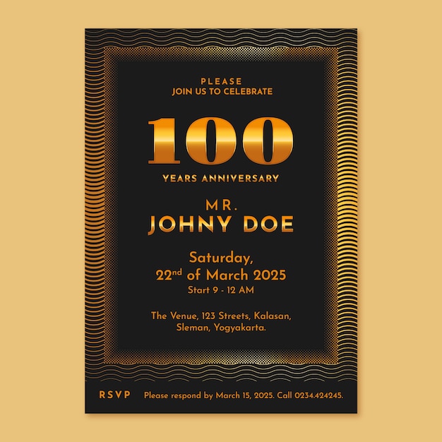 Free vector realistic 100th birthday invitation