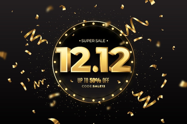 Realistic 12.12 sale background