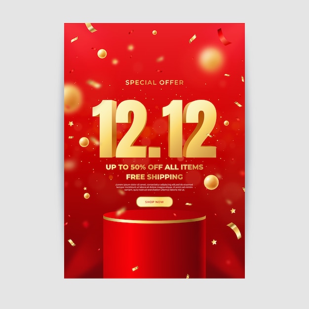 現実的な12.12販売垂直チラシテンプレート