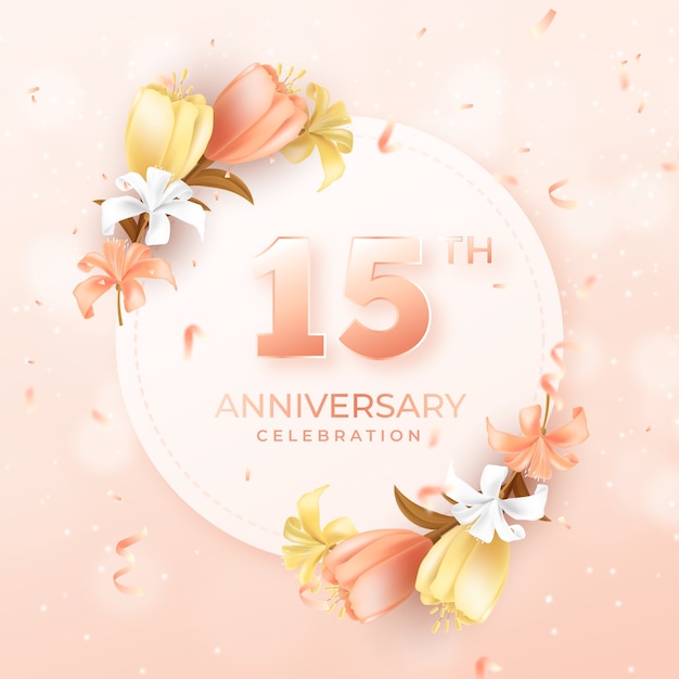 Realistic 15th anniversary or birthday design