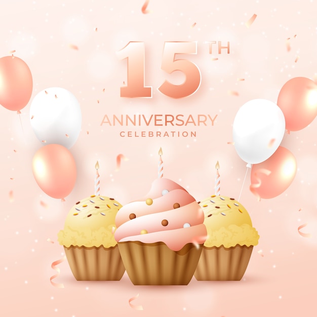 Бесплатное векторное изображение Реалистичный дизайн 15-летия или дня рождения