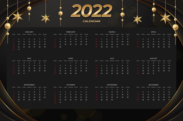 Vettore gratuito modello di calendario realistico 2022