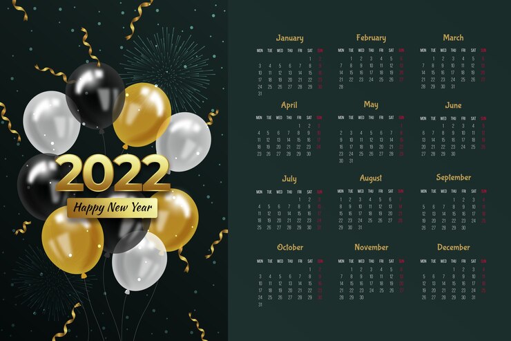 Free Vector realistic 2022 calendar template