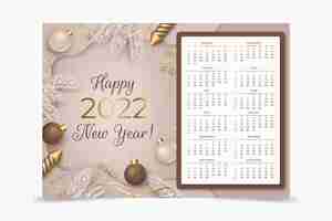 Free vector realistic 2022 calendar template