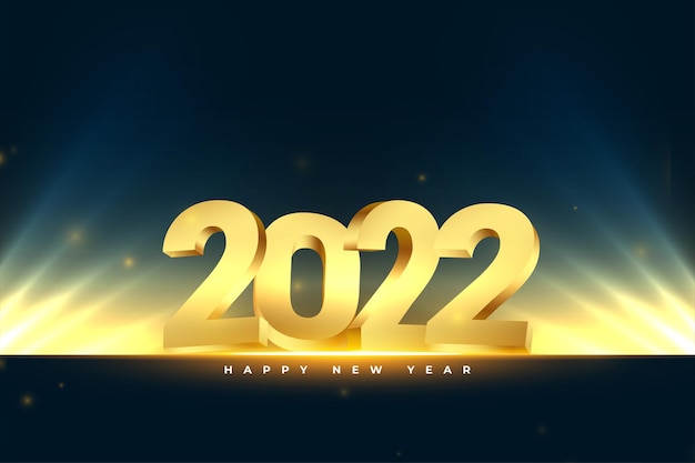 Realistic 2022 new year 3d text background with light effect