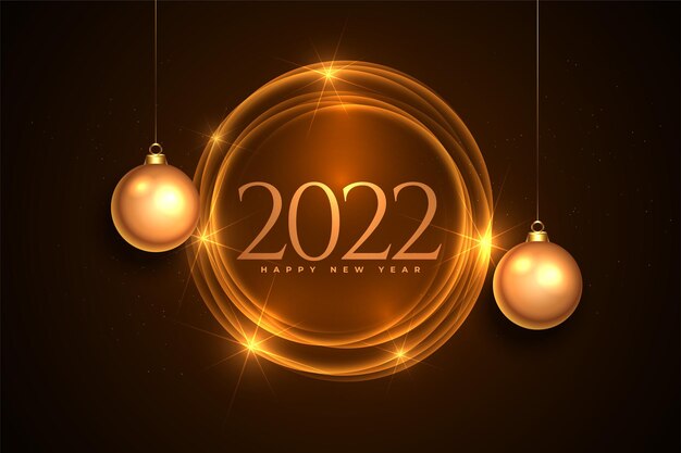 Realistic 2022 new year shiny background with golden light frame