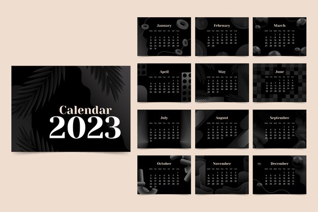 Realistic 2023 desk calendar template