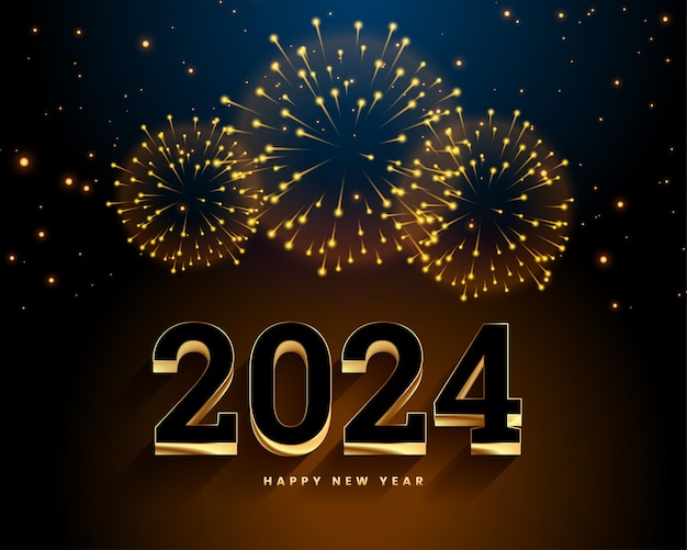 Free vector realistic 2024 new year eve dark background with firework celebration vector